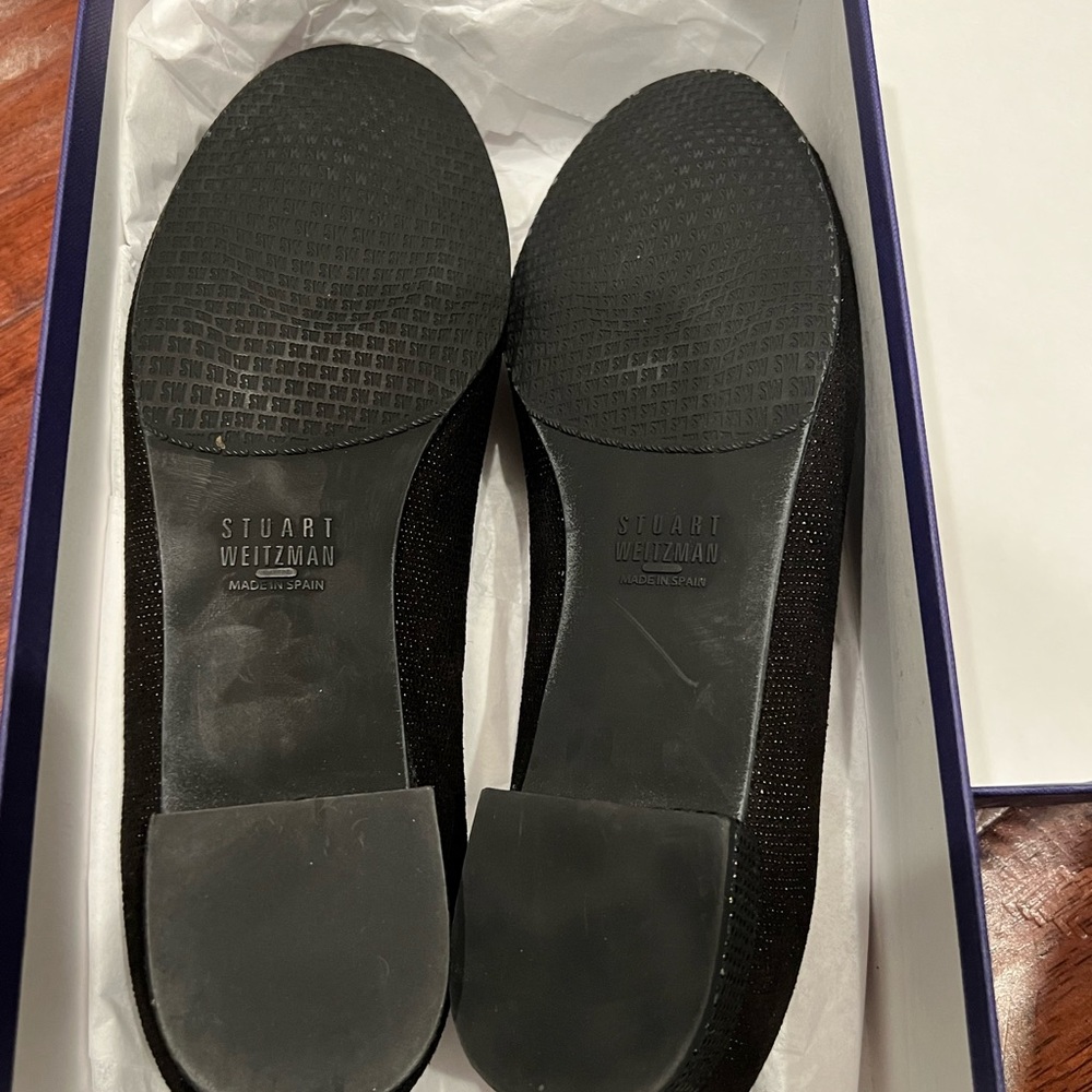 Nwt- Stuart Weitzman Black And Silver Flats - image 4